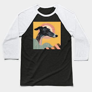 Greyhound in 80's Baseball T-Shirt